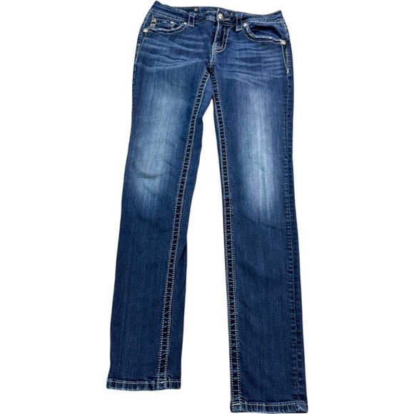Miss Me Jeans Womens Size 29 Embellished Pockets Relaxed Bootcut Dark Wash - Picture 1 of 10